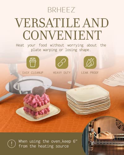 brheez Bamboo Plates made from Palm Leaf - 25 Party Plates - 4 Inch - Eco Friendly Compostable & Biodegradable – Bamboo Disposable Plates Heavy Duty are More Environmentally Friendly than Paper Plates