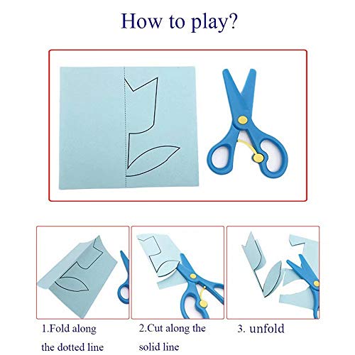 QIAONIUNIU Fun Paper-Cut Set; Paper Cutting; Paper Art; Scissor Skills Activity Cutting Book; Kids Scissors Crafts Kits Preschool-120 Pages with A Pair of Child-Safe Scissors