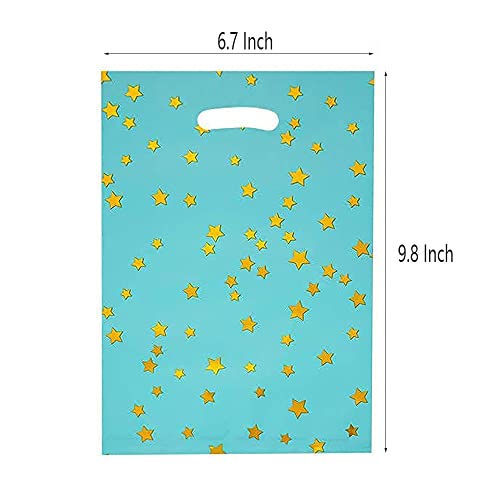 HABILE 48 pieces of thicker gift bags with handles, plastic party candy bags with sparkling stars, suitable for all kinds of holiday parties