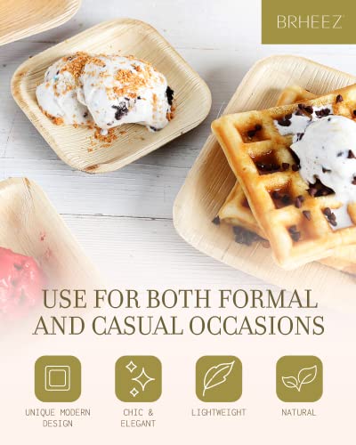 brheez Bamboo Plates made from Palm Leaf - 25 Party Plates - 4 Inch - Eco Friendly Compostable & Biodegradable – Bamboo Disposable Plates Heavy Duty are More Environmentally Friendly than Paper Plates