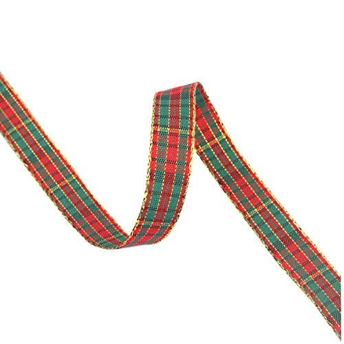 Christmas Checkered Plaid Ribbon 25 Yard Each Roll 100% Polyester Woven Edge Gingham Ribbon for Christmas Crafts, Gift Wrapping (Special Design 3/8 Inch(9mm))
