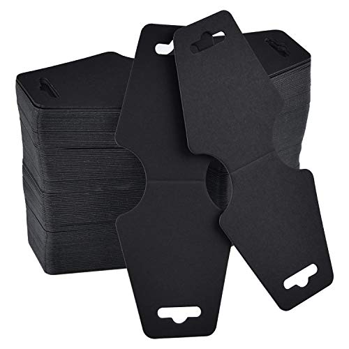 Coopay 200 Pieces Necklace Display Cards Blank Necklace Card Holder Kraft Paper Jewelry Display Hanging Cards for Necklaces, Bracelets, Jewelry Hang Tags, 4.7 x 2 Inches (Black)