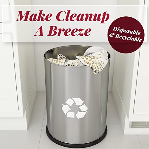 Prestee White/Gold Tablecloths, 4pk, 54"x108" - Gold Dot Disposable Tablecloths - Plastic Table Cloth Disposable - White Tablecloths - BBQ, Party, Fine Dining, Wedding, Communion, Baptism Decorations