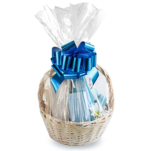 Morepack 16x24Inches Cellophane Bags for Gift Baskets,Clear Cellophane Basket Bags 5Pieces