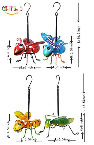 GIFTME 5 Metal Garden Sculptures Statues Yard Art Decoration,Set of 4 Garden Decor Perfect Hanging The Tree, Porch,Backyard or Patio Wall Decor