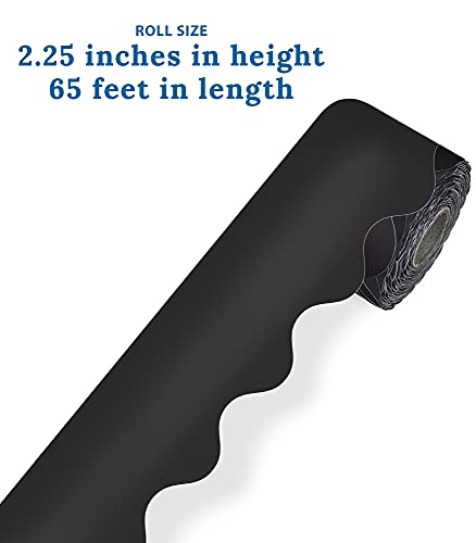 Carson Dellosa 65 Feet Black Bulletin Board Borders, Scalloped Border Trim, Rolled Classroom Borders for Bulletin Board, White Board, Cork Board, Locker, and Classroom Décor