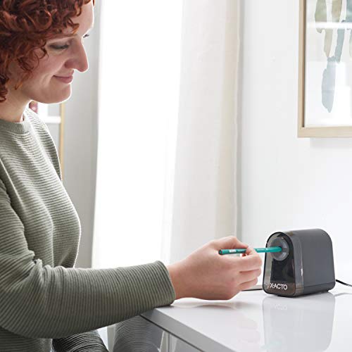 X-ACTO Pencil Sharpener, Mighty Mite Electric Pencil Sharpener, With Pencil Saver, SafeStart Motor, Black, 1 Count