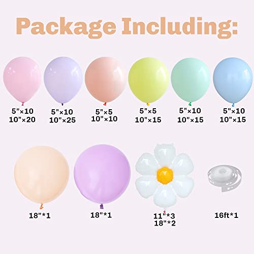Daisy Balloon Garland Arch Kit 157Pcs White Groovy Daisy Flower Macaron Pastel Balloons Garland for Baby Shower Daisy Theme Wedding Girls Birthday Two Groovy Boho Party Decoration