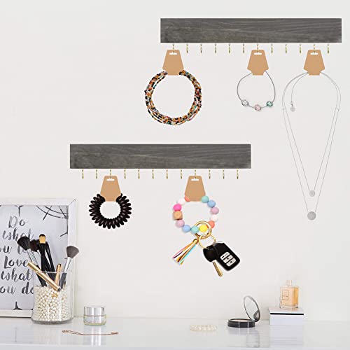 BIKCZEWIN 200 Pieces Keychain Display Cards with Adhesive Necklace Bracelet Jewelry Hanging Blank Kraft Paper Packaging Tags