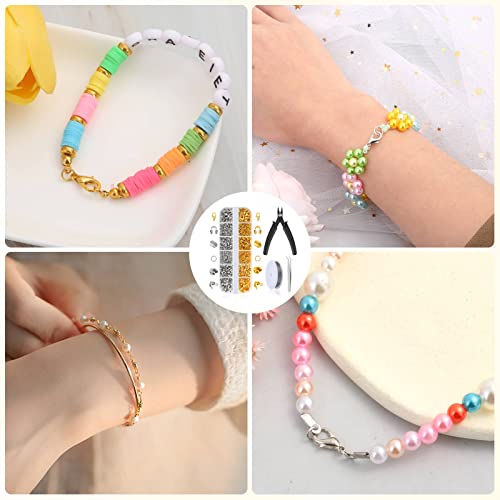 Acejoz 1200 Pcs Crimp Beads Kit for Jewelry Making, Crimp Beads, Covers, Tubes and Wire Guardians, Lobster Clasps, Jump Rings, Crimping Pliers and Beading Wire