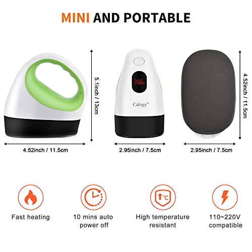 Calogy Mini Heat Press, Heat Transfer Machine, Constant Temp Control, Insulated Safety Base, Fits for Crafts, T-Shirt, Hat, Cap, Pillows (White Green)