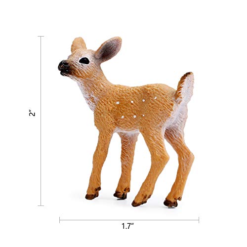 RESTCLOUD 12Pcs Deer Figurines Cake Toppers, Deer Toys Figure, Small Woodland Animals Set of 12 Fawn