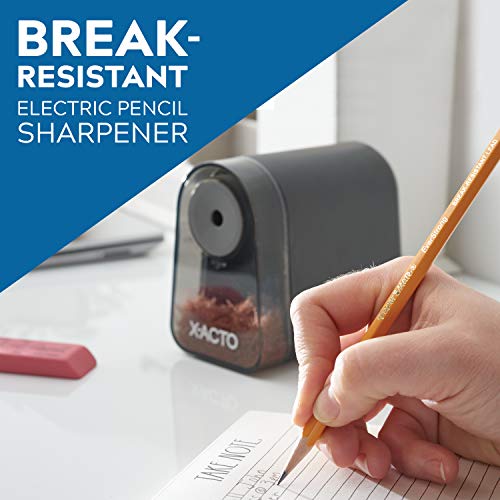 X-ACTO Pencil Sharpener, Mighty Mite Electric Pencil Sharpener, With Pencil Saver, SafeStart Motor, Black, 1 Count