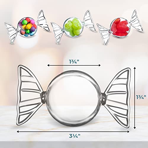 Posh Setting Mini Candy Shaped Container with Cover, Heavyweight Clear Plastic Candy Jar, Elegant Disposable Candy Container. 20 Count