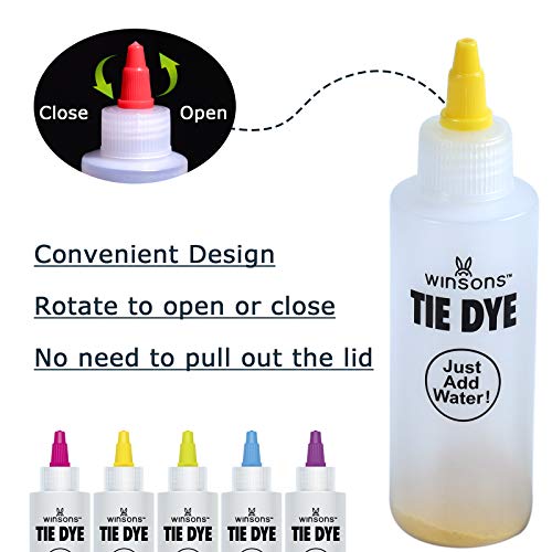 WINSONS Tie Dye Kit 5 Colors Permanent Fabric Dye Art Set for Kids Adults for School, Homemade Party, Creative Groups Activities, DIY Gift