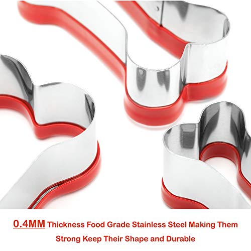 3 Pieces Dog Bone Cookie Cutters Set, Dog Treats Cookie Cutter, Dog Bone Shapes Cutters, Homemade Dog Biscuit Treats Cutters, Coated with Soft PVC for Protection, 2.4" 3.2'' 3.9''