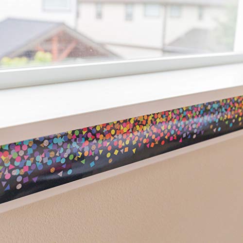 Youngever 52.5 ft Bulletin Board Borders Confetti Border for Classroom Decoration, Confetti on Black