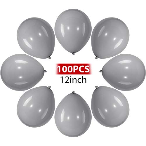 Gray Balloons 100 Pack 12 Inch Party Balloons Gray Latex Balloons for Weddings, Birthday Party, Bridal Shower, Party Decoration (Gray, 12 Inch)
