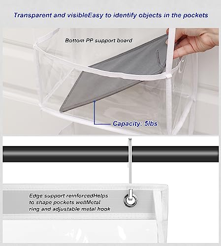 Fixwal 5-Shelf Over The Door Hanging Pantry Organizer, Room Organizer with Clear Plastic Pockets, 25lb Ultra Sturdy & Large Capacity Door Organizer for Closet, Bedroom, Nursery, Bathroom and Sundries