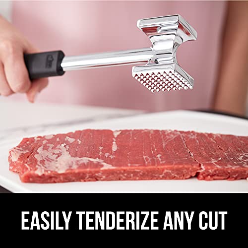 Gorilla Grip Heavy Duty Meat Tenderizer Hammer, Dual Side Kitchen Mallet, Comfortable Grip Handle, Maximize Food Flavor, Spiked Side Tenderizes, Smooth Flattens Steak, Beef, Commercial Grade, Black