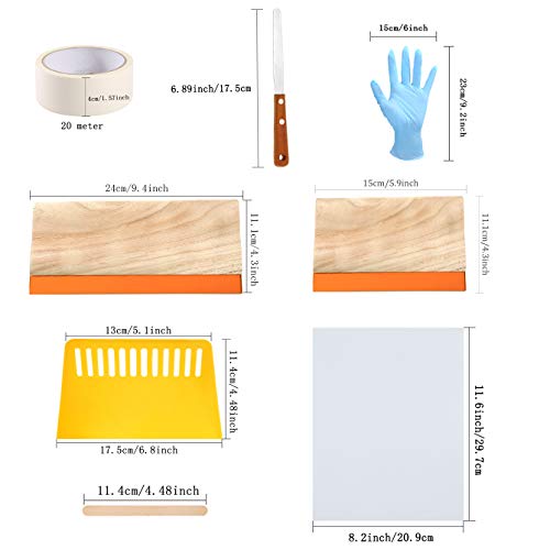 Caydo 31 Pieces Screen Printing Starter kit Include 4 Different Size of Wood Silk Screen Printing Frame with 110 Mesh, Squeegees, Inkjet Transparency Film, Ink Knife, Gloves and Mask Tape