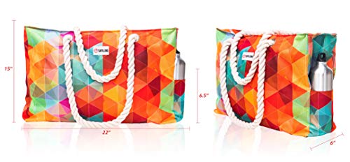 SHYLERO Beach Bag and Pool Bag. Has Airtight Pouch, Key Holder. Beach Tote is Zippered, Waterproof (IP64) - L22xH15xW10
