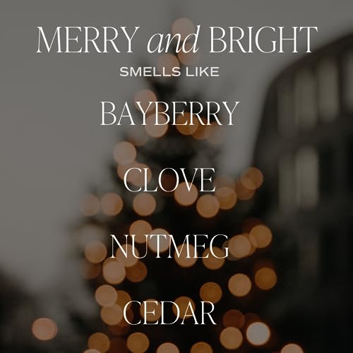 Sweet Water Decor Merry and Bright Soy Candle | Bayberry, Clove, Nutmeg, Ginger, Cypress, Cedar, Balsam Fir and Musk Scented Candles for Home | 9oz Clear Jar, 40+ Hour Burn Time, Made in The USA