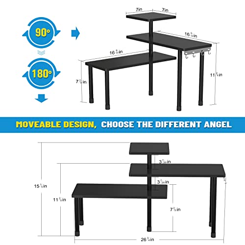 JayRex Countertop Corner Shelf, 3 Tier Moveable Organizer for Bathroom Counter, Make Up, Dresser Table, Desktop (Black)
