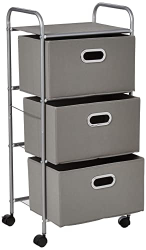 Honey-Can-Do 3 Drawer Rolling Cart - Gray CRT-06248 Grey 11.5 in L x 16.125 in W x 35.5 in H (29.2 cm L x 41 cm W x 90.2 cm H)
