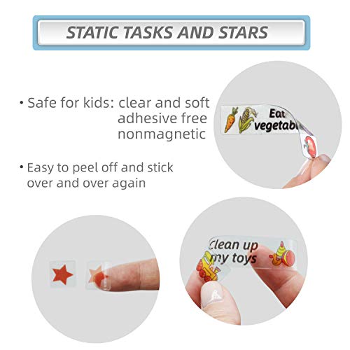 Magnetic Chore Chart for Kid at Home, Bahavior Chart for Kid at Home, Reward Chart for Kids Behavior. Each Set Includes 30 tasks, 104 Stars, and one 11“ x 14.5" Magnetic Chart- Blue