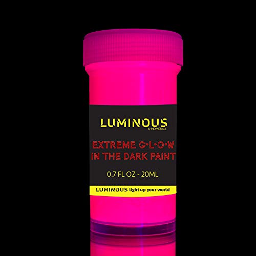 Luminous Extreme Glow in The Dark Paint - Set of 8 x 20 ml / 0.7 fl oz pots - Self-Luminous Glowing Neon Paints – High Pigmentation Long-Lasting Phosphorescent Paints