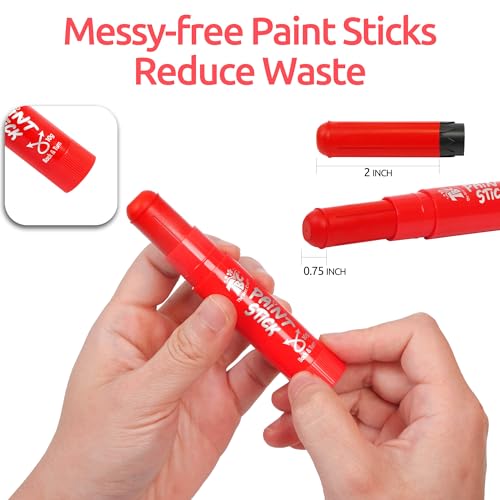 TBC The Best Crafts Paint Sticks, 6 Classic Colors, Washable, Non- Toxic, Tempera Paint Sticks for Kids and Student