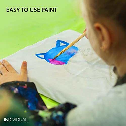 individuall Premium Fabric & Textile Paints Professional Grade Clothing Paint Set Art and Hobby Paints Craft Paint Set with 8 x 20 ml / 0.7 fl oz Vivid Colors for Beginners, Students, & Artists