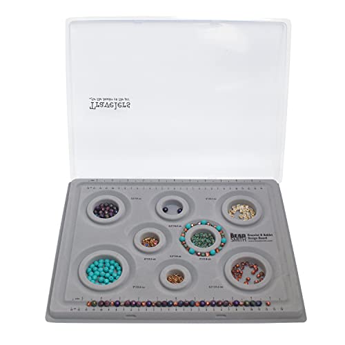 The Beadsmith Elements Bracelet & Anklet Design Bead Board – 10.75 x 13.75 Inches – Removable Transparent Cover – Flocked Surface, Multiple Channels & Printed Ruler – for Jewelry Making