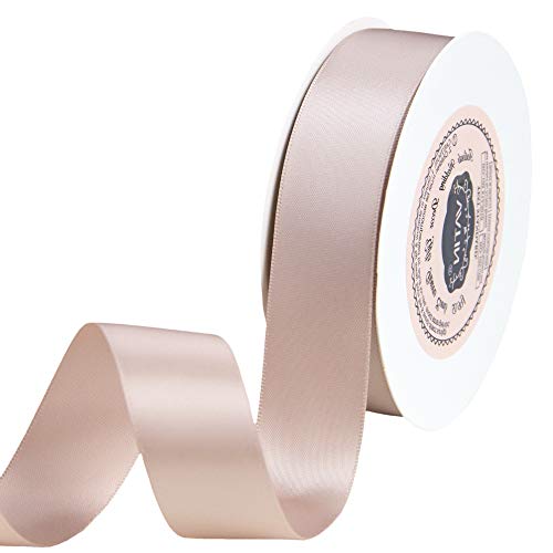 VATIN 1 inch Double Faced Polyester Satin Ribbon Vanilla - 25 Yard Spool, Perfect for Wedding, Wreath, Baby Shower,Packing and Other Projects.