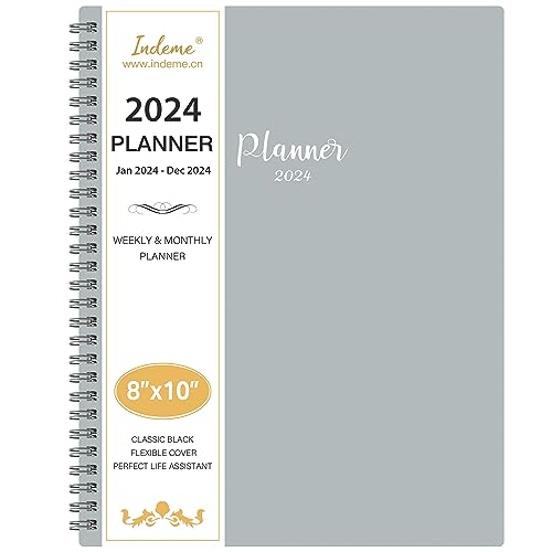 mstf 2024 Planner - Planner 2024 from January 2024 - December 2024, 8" x 10", Weekly and Monthly Planner 2024 with Marked Tabs, Flexible Cover, Thick Paper, Twin-Wire Binding