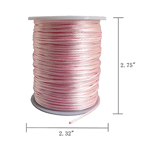 1.5mm Nylon Satin Cord Thread Beading String for Macrame Bracelets Chinese Knotting,Necklaces,Jewelry Making 109 Yards (Pink)