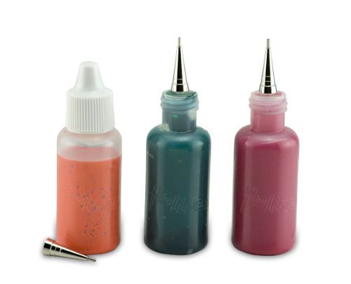 Creative Mark Precision Tip Applicator Bottle - Flo Line Squeeze Bottle with Stainless Steel Tips, for Artist Paint, Fluid Media, Ink, Watercolor, Quilling, Glitters and Masking Fluid (Pack of 3)