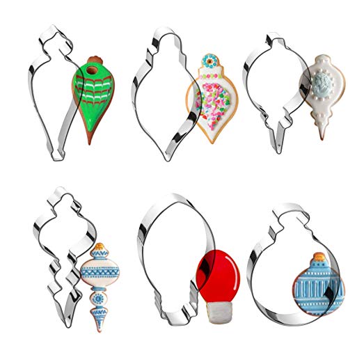 Christmas Ornament Cookie Cutter Set -6 Pieces In Assorted Designs - Stainless Steel