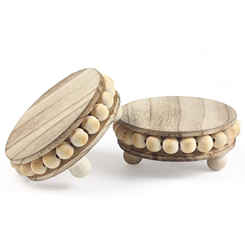 yunmanqiji 2 Pack Wood Riser, Risers for Decor，Pedestal Stand，Display Stand apply to Home Decor，Farmhouse Decor，Tiered Tray Decor(Brown, 4 Inches)