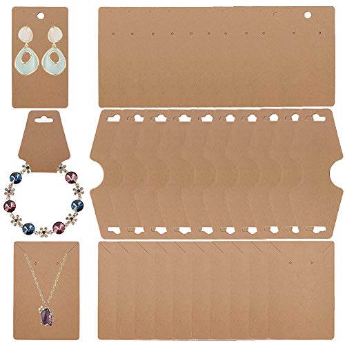 Suponey 150 Pcs Earring Cards Necklace Cards Bracelet Cards Earring Holder Cards Necklace Display Cards Kraft Paper Tags for Jewelry Display