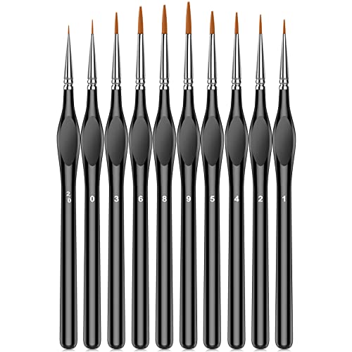 Miniature Paint Brushes,10Pcs Small Fine Tip Paintbrushes, Micro Detail Paint Brush Set, Triangular Grip Handles Art Brushes Perfect for Acrylic, Watercolor, Craft, Models, Warhammer 40k (Black, 1)
