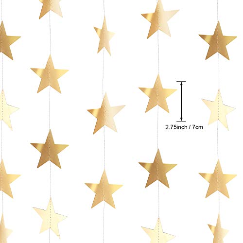 Glitter Star Garland Banner Decoration, 130 Feet Bright Star Hanging Bunting Banner Backdrop for Engagement Wedding Baby Shower Birthday Christmas Party Decor (Champagne Gold)