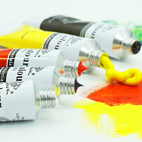 PHOENIX Oil Painting Kit - 5 Primary Color Tubes of Oil Paints (12ml/0.4 Fl Oz) & 5 Oil Paint Brushes - Oil Color Painting Supplies for Kids, Students & Beginners