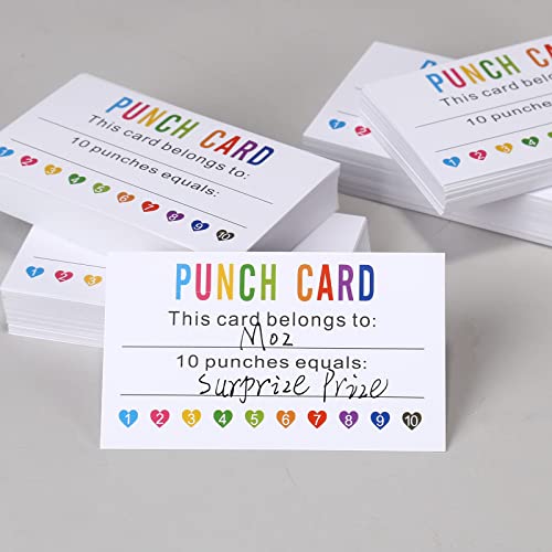 ONEDONE Punch Cards 200 Pack Reward Punch Cards with Heart Shape Hold Puncher Behavior Incentive Awards for Kids Students Teachers Home Classroom School Business Loyalty Gift Cards - 3.5" x 2"