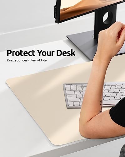 YSAGi Leather Desk Pad Protector, Office Desk Mat, Large Mouse Pad, Non-Slip PU Leather Desk Blotter, Waterproof Laptop Desk Writing Pad for Office and Home (23.6" x 13.8", Eggshell)