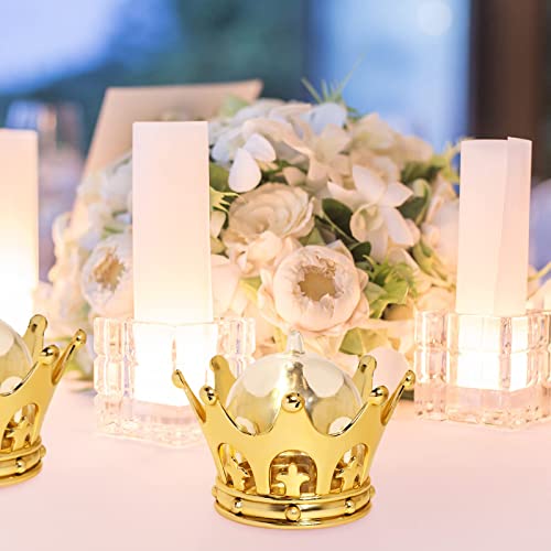 Gold Fillable Crown with Dome Party Favors Decorative Crown Candy Storage Boxes Fillable Golden Crown Candy Containers for Baby Shower Princess Birthday Party Supplies (15 Pieces)