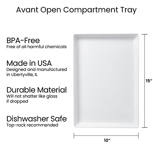 US Acrylic Avant White Plastic Serving Trays (Set of 3) 15” x 10” | Large Reusable Rectangular Party Platters | Serve Appetizers, Fruit, Veggies, & Desserts | BPA-Free & Made in USA