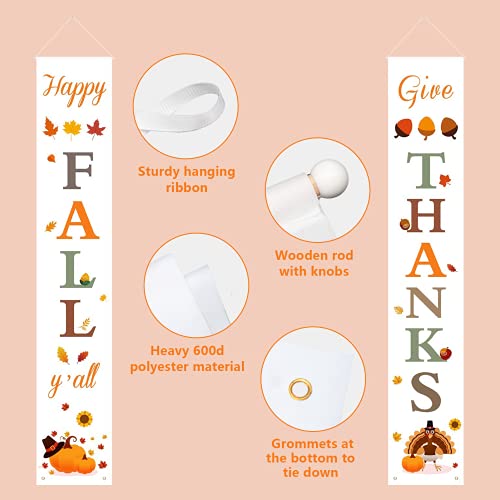 DAZONGE Fall Decorations for Home | Thanksgiving Decorations | Happy Fall Y'all & Give Thanks Porch Banners for Thanksgiving, Fall Autumn Decor