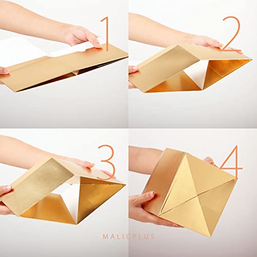 MALICPLUS 10 Gold Gift Boxes 8x8x4 Inches Premium Gift Boxes Paper Gift Boxes with Lids, Bridesmaid Proposal Boxes, Boxes for Gifts Grass Texture Gold